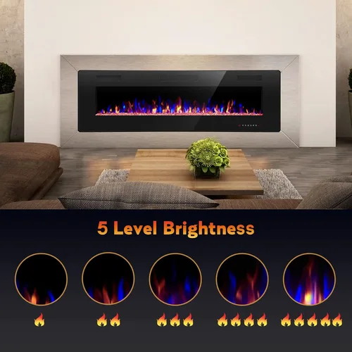 Vista 5 de R.W.FLAME - Chimenea empotrable ultrafina para pared (30 y 60 pulgadas)