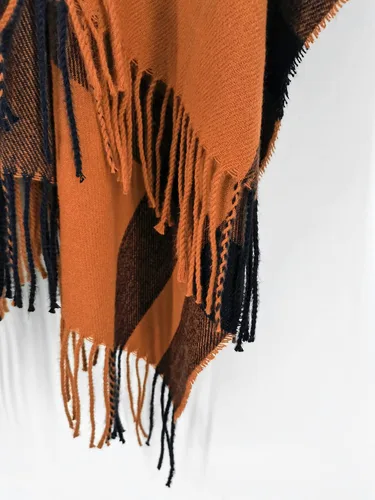 Vista 121 de Moss Rose Chal de viaje para mujer, capa tipo poncho de frente abierto para otoño e invierno