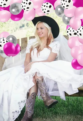Vista 4 de Juego de globos con estampado de vaca, globos de látex rosa de 12 pulgadas para cumpleaños, despedida de soltera, despedida de soltera, decoración