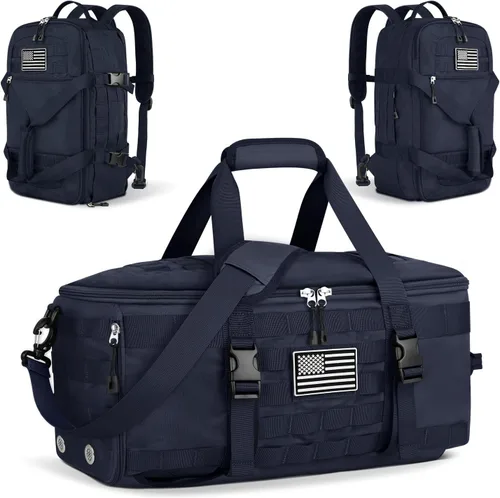 Vista 9 de Bolsas de gimnasio para hombres, bolsa táctica grande con compartimento Negro