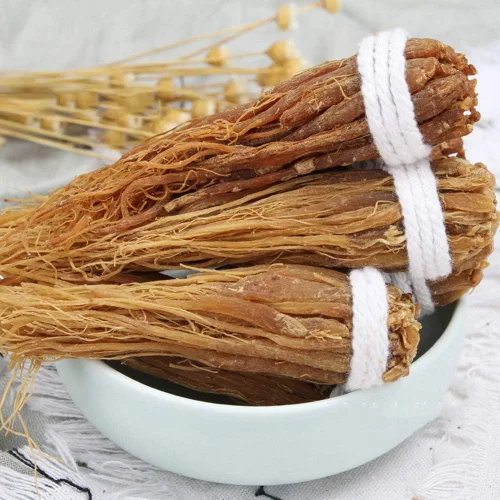 Vista 2 de Raíces de ginseng rojo, ginseng rojo coreano, bigotes de ginseng rojo, suplemento de ginseng rojo, té de ginseng rojo, masticables energéticos