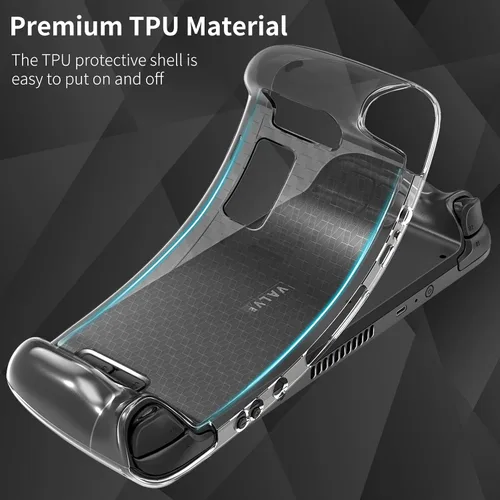 Vista 3 de HEYSTOP - Funda protectora para Steam Deck 2022 funda de vapor transparente cubierta suave de TPU con protección completa absorción de golpes diseño