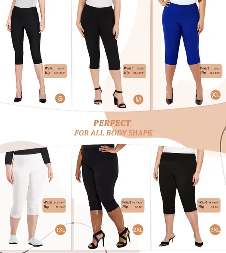 Vista 4 de Hybrid & Company Pantalones cortos capri de sarga milenaria súper cómodos y elásticos para mujer