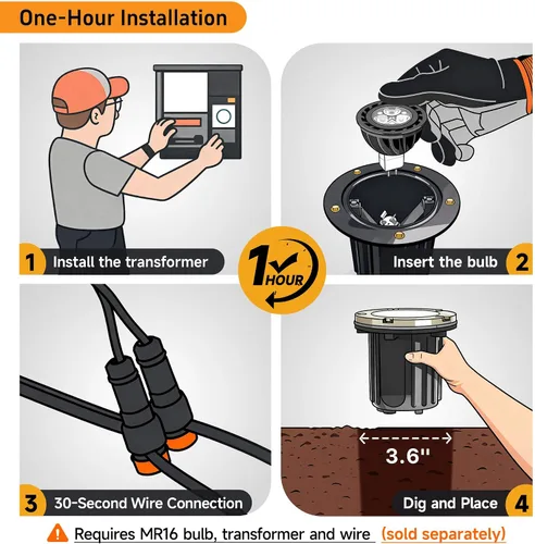 Vista 9 de Gardenreet Luz de pozo de latón - Iluminación de paisaje impermeable para exteriores de 12V LED enterrada, lámpara de bajo voltaje con bombilla