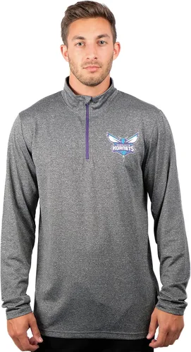 Vista 12 de Ultra Game Camiseta oficial de la NBA de manga larga con cremallera corta para hombre Gris Caliente Carbón