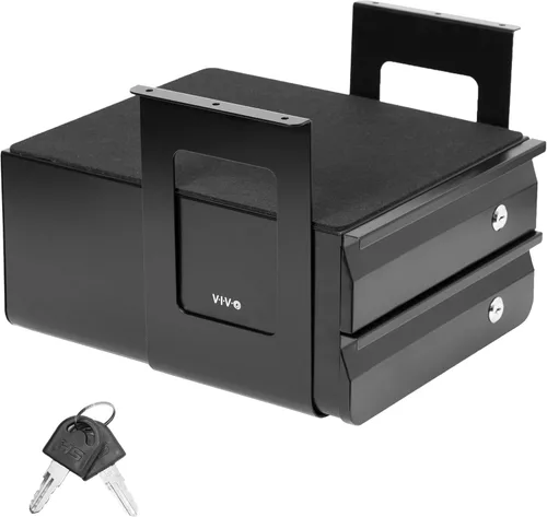 Vista 11 de VIVO Cajón deslizante con cerradura de 13 pulgadas para debajo del escritorio, organizador de almacenamiento seguro para oficina en casa, negro