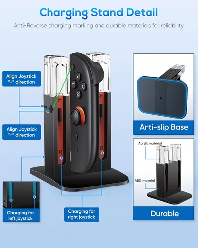 Vista 5 de FYOUNG Base de carga para controlador para Nintendo Switch 2 (2025) para Joy con 2, estación de carga para Joycon 2 accesorios de controlador