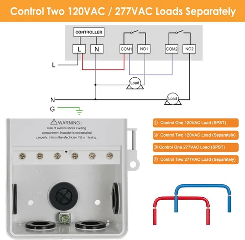 Vista 3 de Suraielec Temporizador de piscina WiFi dual, interruptores individuales de 120/277V, 40 amperios, temporizador inteligente resistente de 1HP/2HP