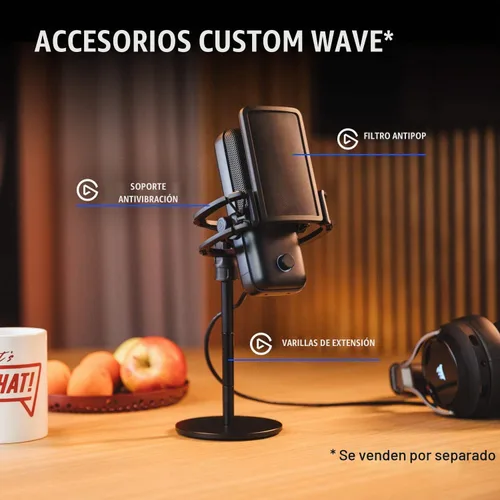 Vista 8 de Elgato Wave:1 - Micrófono de condensador USB cardioide premium para transmisión, juegos, oficina en casa, software mezclador gratuito, complementos