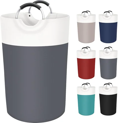 Vista 22 de BlissTotes - Canasta de lavandería de 75 litros, cesta de ropa independiente, cesta de ropa sucia plegable, tela impermeable con asas de aluminio