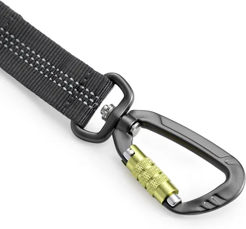 Vista 9 de Tuff Mutt Correa de cintura manos libres para perros para caminar, correr y hacer senderismo, clip de mosquetón, cinturón ajustable con doble asa