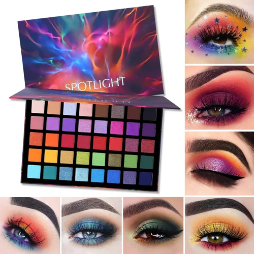 Vista 6 de UCANBE Spotlight Paleta de sombra de ojos profesional 40 colores sombra de ojos mate brillo paleta de maquillaje altamente pigmentado colorido polvo