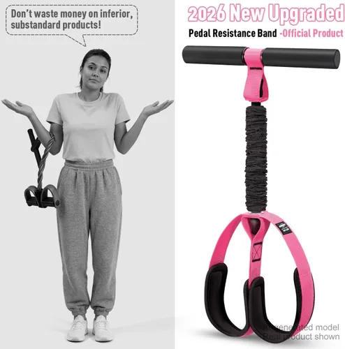Vista 3 de Pedal Resistance Band with Handle, Upgraded Durable Thickened Latex Tubes and Soft Foam Fabric Foot Pedal, Sit Up Exercise Equipment for Abdomen