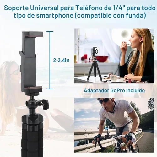 Vista 6 de UTEBIT Trípode flexible para teléfono con soporte para teléfono, cabezal