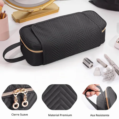 Vista 6 de Bolsa de Viaje 2EN1 para Herramientas para el Cabello con Alfombrilla Resistente al Calor para Shark Flexstyle, Planchas Planas, Alisadores Negro