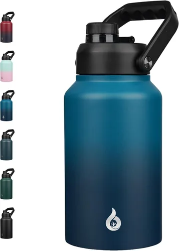 Vista 29 de BJPKPK Botella de agua aislada de un galón (128 onzas), de acero inoxidable, apta para lavavajillas, jarra sin BPA con mango ergonómico y parte