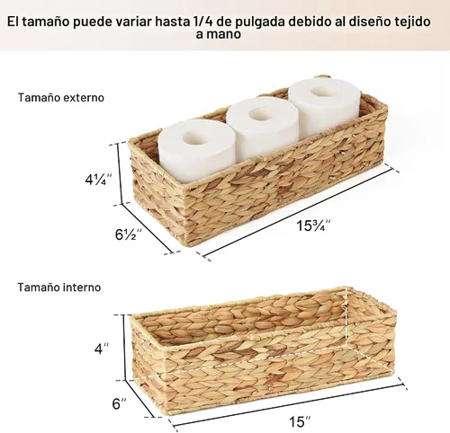 Vista 2 de StorageWorks - Cesta para tanque de inodoro para baño, cestas de almacenamiento de jacinto de agua para la parte superior del tanque de inodoro