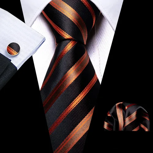 Vista 54 de Barry.Wang Juego de corbatas para hombre, corbata de seda a rayas, tejido a cuadros, gemelos formales, negocios, boda