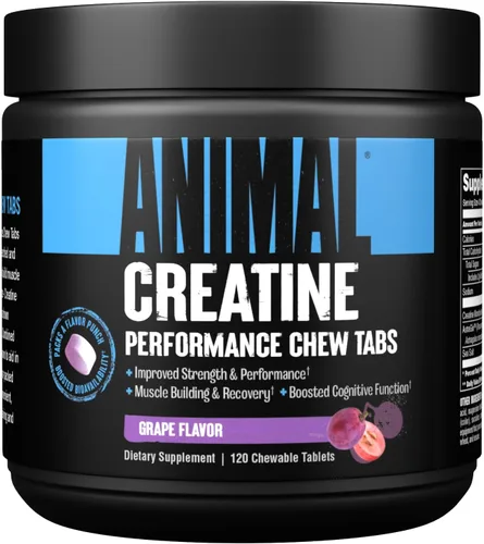 Vista 2 de Animal Tabletas masticables de creatina – Monohidrato de creatina mejorada con AstraGin para mejorar la absorción y aminos en jugo, 0.24 oz BCAA/EAA