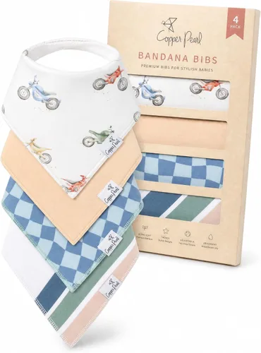 Vista 44 de Copper Pearl Baberos tipo bandana para bebé, paquete de 4 baberos de algodón suave para babear y dentición, absorbentes, ajuste ajustable, muchos
