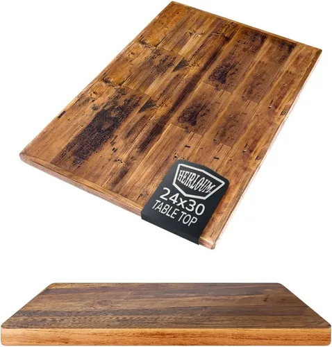 Vista 14 de Mesa de madera recuperada, pieza de madera reciclada rústica perfecta para cocinas, comedor y mesas auxiliares