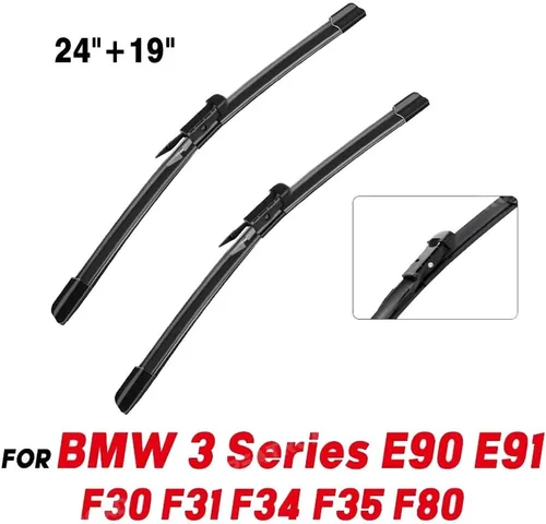 Vista 2 de Escobillas de limpiaparabrisas delantero compatibles con BMW Serie 3 E90 E91 F30 F31 F34 F35 F80 parabrisas parabrisas ventana lluvia cepillos 24