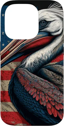 Vista 17 de Funda para iPhone 16 Pelican Bird Patriotic Vintage American Flag Pelícano