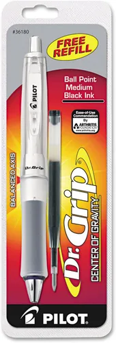 Vista 2 de PILOT Dr. Grip Center of Gravity - Bolígrafo recargable y retráctil, punta media, agarre gris carbón, tinta negra, bolígrafo individual (36180)