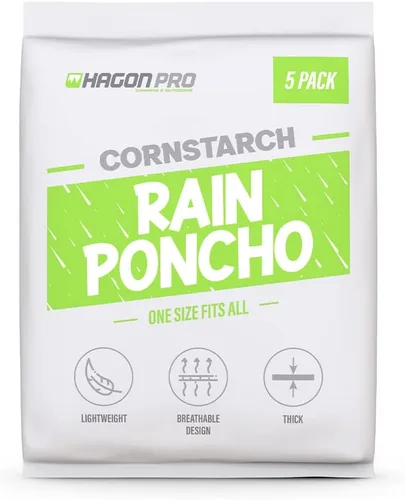 Vista 2 de Hagon PRO Ponchos de lluvia desechables para adultos (paquete de 5)