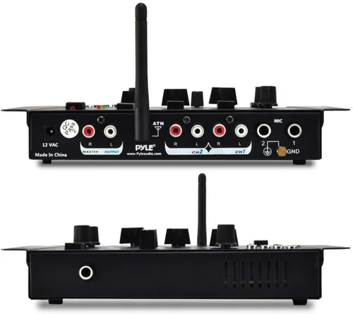 Vista 6 de Mezclador de audio DJ inalámbrico Pyle - Mezclador de sonido con controlador DJ compatible con Bluetooth de 3 canales, Mic-Talkover, lector USB