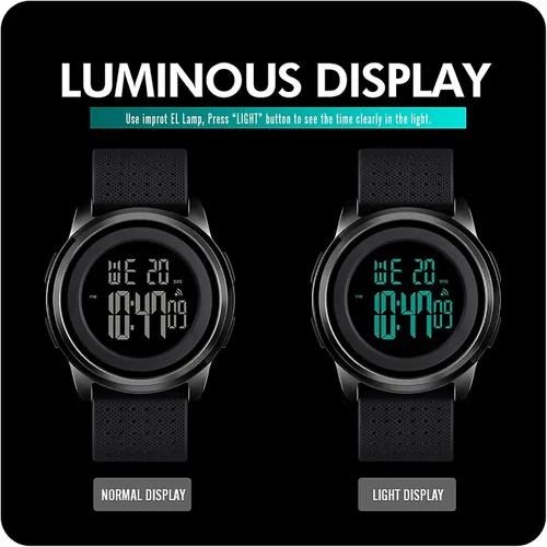 Vista 4 de YUINK Mens Watch Ultra-Thin Digital Sports Watch Waterproof Stainless Steel Fashion Wrist Watch for Men Women