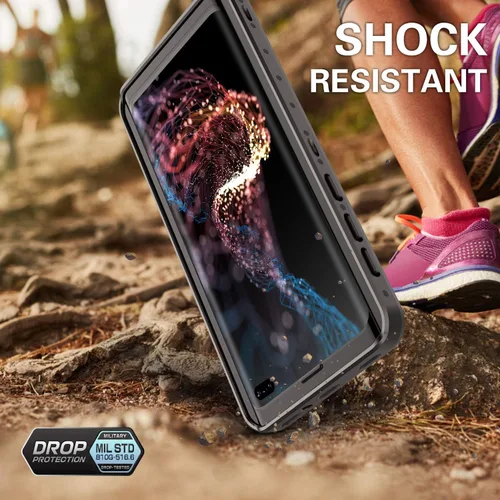Vista 4 de GOLDJU - Funda impermeable para Samsung Galaxy S10 Plus, color negro Built in Screen Protector 360° Full Body Protective Shockproof Dirtproof