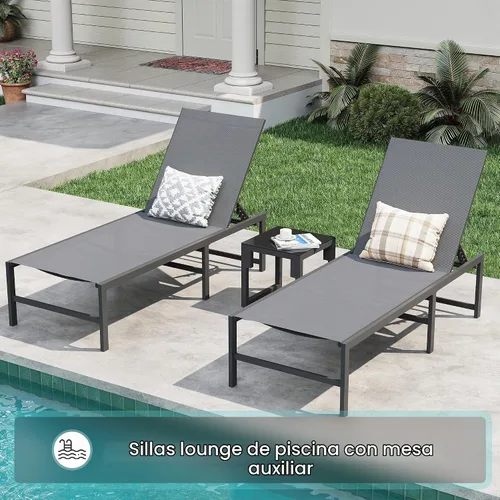 Vista 7 de Amopatio Juego de 2 sillas de patio para exteriores Gris