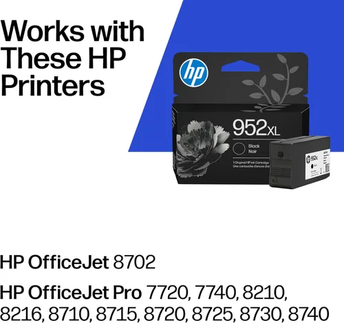 Vista 2 de Cartucho de tinta negra de alto rendimiento HP 952XL para impresoras Funciona con OfficeJet 8702 OfficeJet Pro 7720, 7740, 8210, 8216, 8710, 8715
