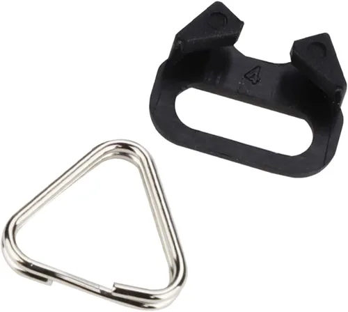 Vista 4 de Leftfoto Anillo dividido triangular de acero inoxidable, anillo de gancho para correa de cámara, con tapa de plástico, para cinturón para correa