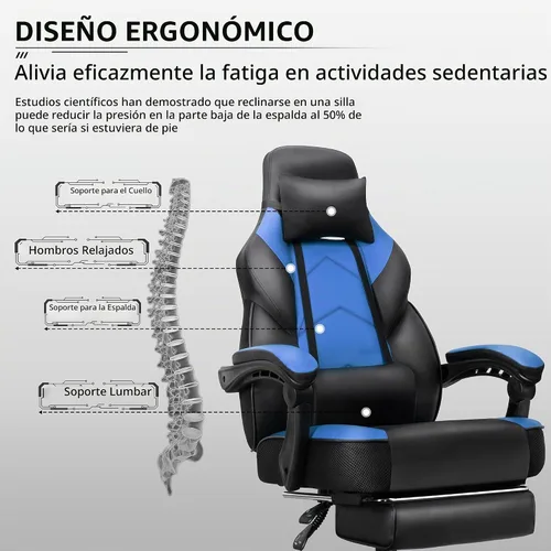 Vista 3 de Shintenchi Silla para videojuegos, silla de computadora con reposapiés y soporte lumbar, silla de videojuegos ajustable en altura, silla