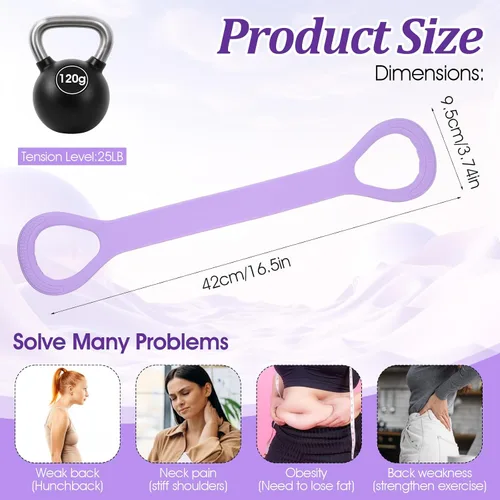 Vista 2 de 3 bandas de resistencia, figura 8 bandas de resistencia con asas, banda elástica de ejercicio para yoga, pilates, brazo, espalda, hombro