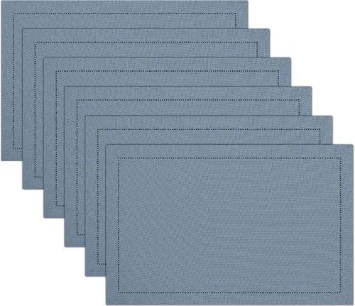 Vista 10 de Ruvanti Juego de manteles individuales de lino de 6-13x19 pulgadas, dobladillo clásico, resistentes al calor, lavables a máquina, suaves