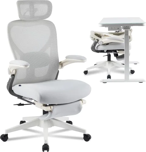 Vista 10 de FLEXISPOT Foldex - Silla de oficina ergonómica, silla plegable para espacios pequeños con soporte lumbar, reposabrazos abatibles, reposacabezas 3D