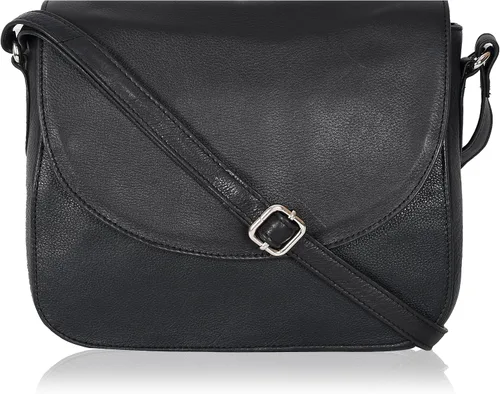 Vista 25 de Bolso bandolera de cuero genuino para mujer con correa ajustable, bolsillo para móvil y cremallera exterior e