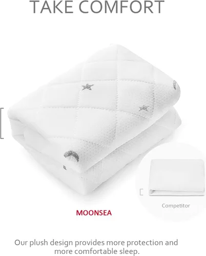 Vista 2 de Moonsea Protector de colchón impermeable para empacar y jugar, se adapta a Graco Pack 'n Play On The Go Playard, transpirable y lavable para empacar