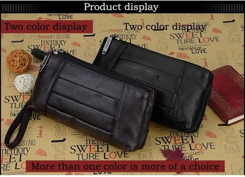 Vista 4 de Billetera de cuero genuino para mujer bolsos de mano casuales para mujeres y señoras pequeñas bolsas de dinero color A tamaño talla única