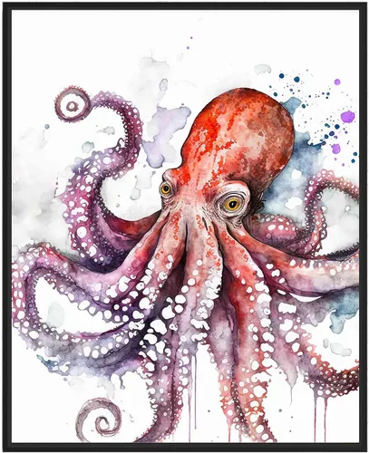 Vista 19 de WIldlife - Póster impreso de pez pescador, impresiones abstractas de animales de acuarela, obras de arte de naturaleza para sala de estar