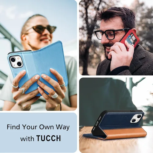 Vista 9 de TUCCH - Funda tipo cartera con 3 ranuras para tarjetas para iPhone 14 (6.1") 2022, color negro clásico