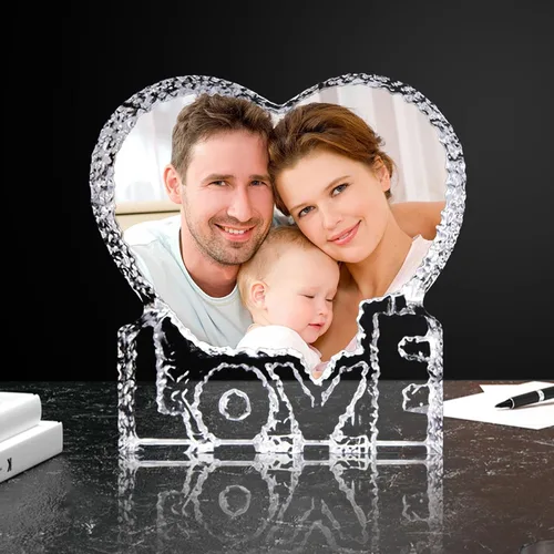 Vista 8 de Foto de cristal 3D personalizada, marco de fotos personalizado con luz nocturna de cristal 3D, el mejor regalo para parejas, amor, mujeres, hombres