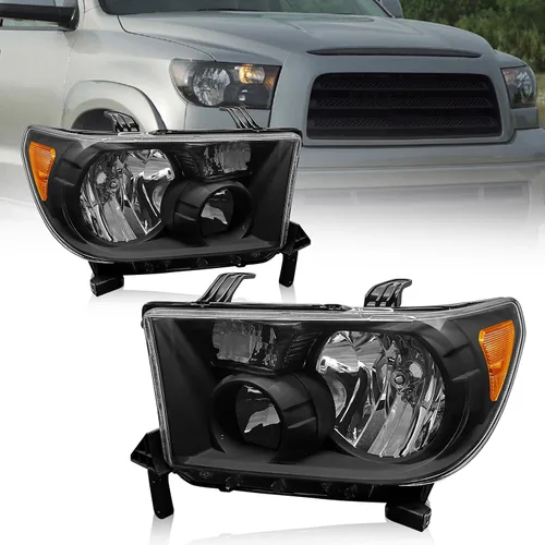 Vista 8 de Para Toyota Tundra 2007-2013/2008-2017 Sequoia faros cromados Reflector ambarino de la cubierta del cromo