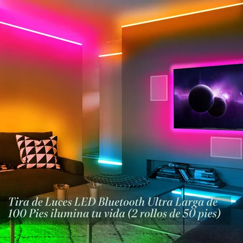 Vista 8 de DAYBETTER Tira de luces LED inteligentes de 100 pies con control remoto de aplicación, 5050 RGB para dormitorio, sala de estar, decoración