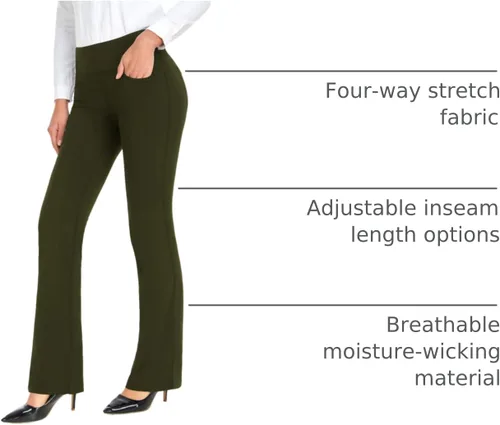 Vista 72 de Safort Pantalones de yoga con entrepierna de 28" 30" 32" 34"más amplios en la parte inferior para botas altas, 4 bolsillos, UPF50+
