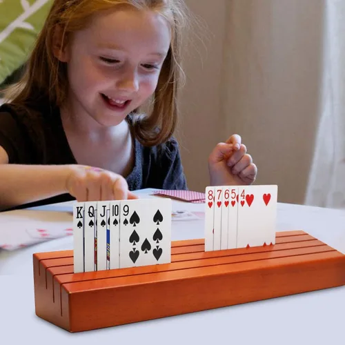 Vista 6 de Exqline Bandeja organizadora de madera para niños, personas mayores y adultos, 13.8 x 3.1 pulgadas, versiones extendidas lo suficientemente largas