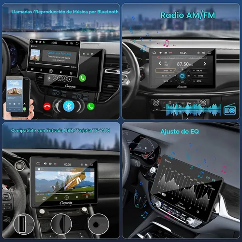 Vista 4 de Carpuride - Estéreo de coche de doble DIN de 9 pulgadas con CarPlay y radio de auto Android Auto